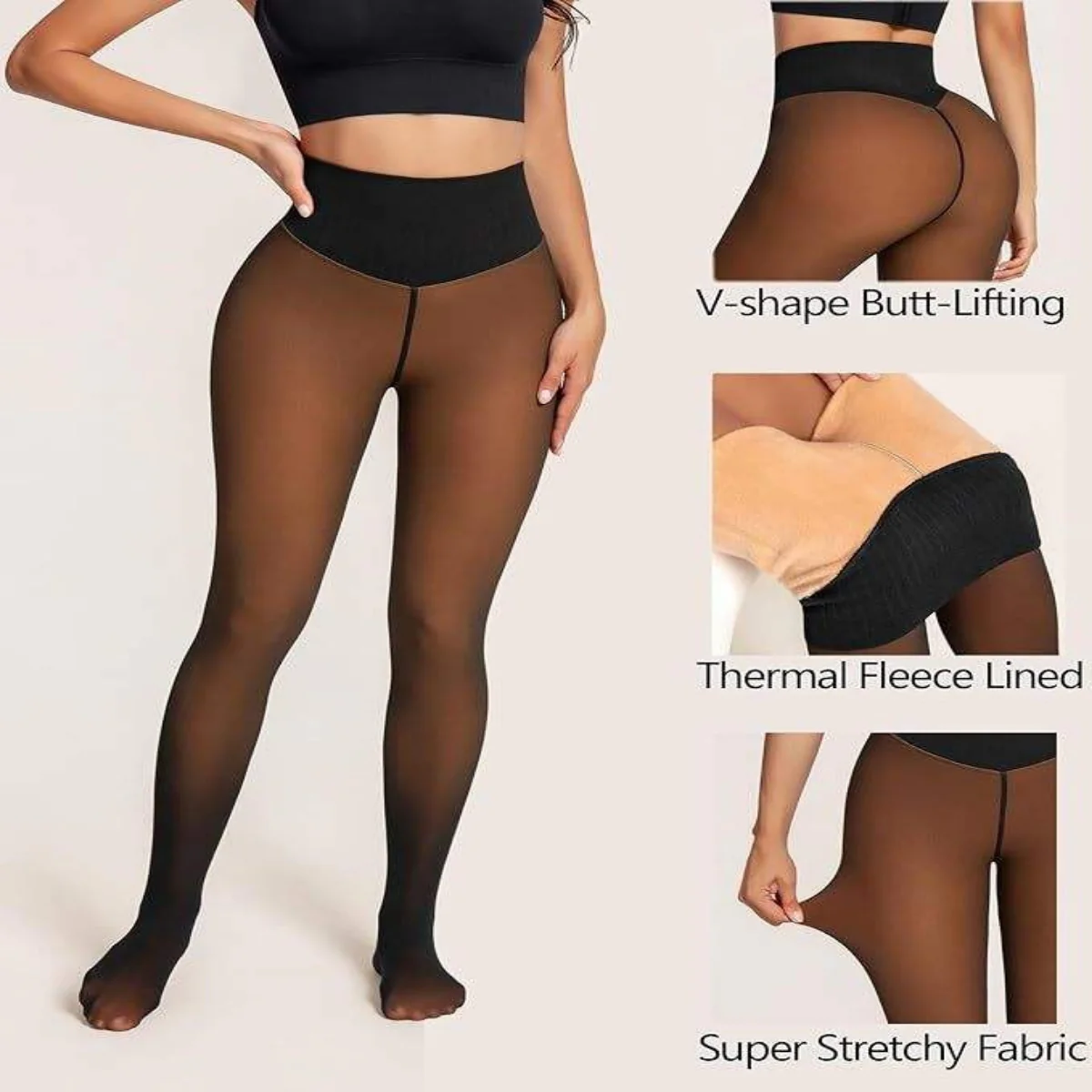 Magic Waist Snatch Fleece-Lined Shapewear Tights - Image 3