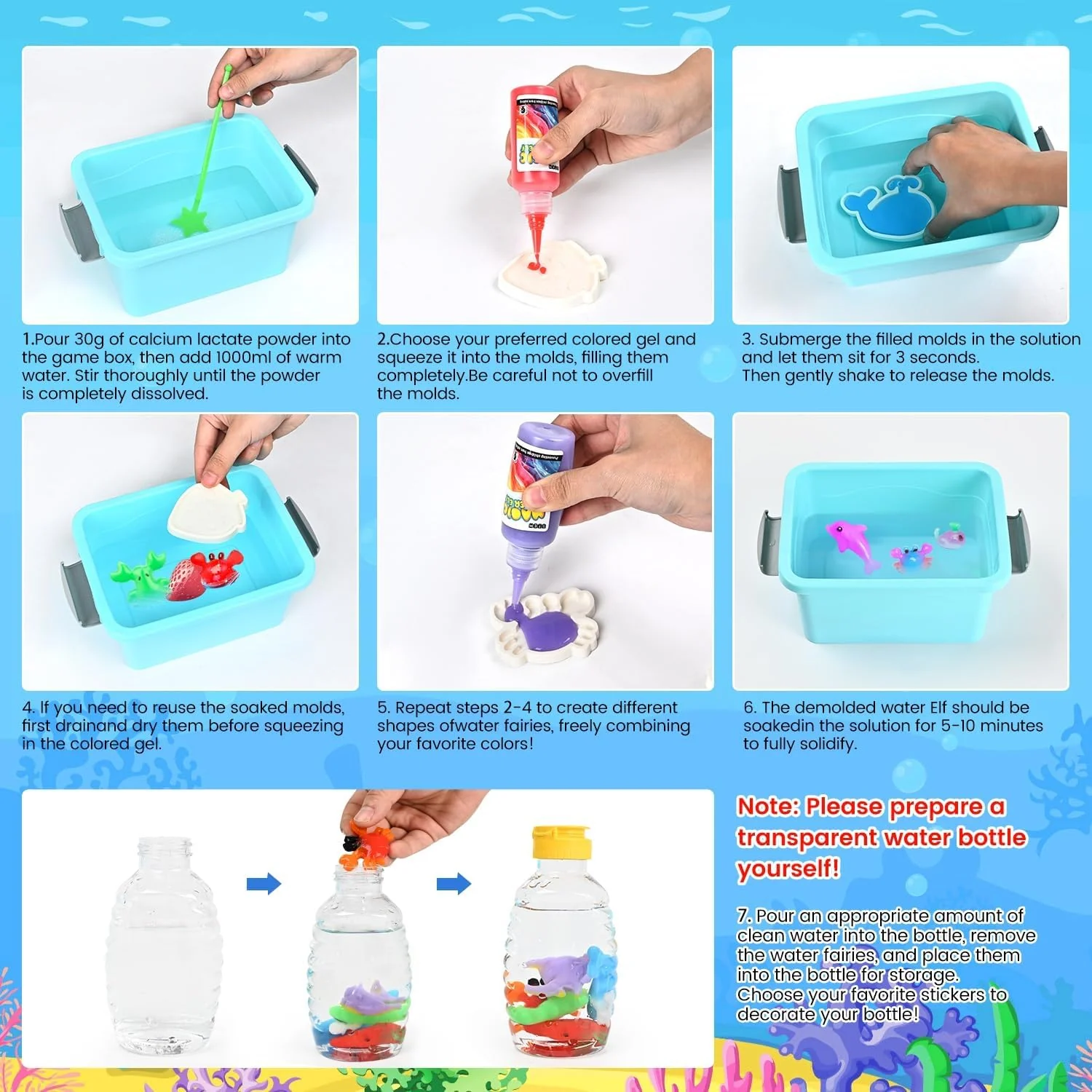 Magic Water Toy Elf Kit β Aqua Water Fairy Gel Set with 12 Magic Gels & 12 Molds | DIY Squishy STEM Toy for Kids - Image 5