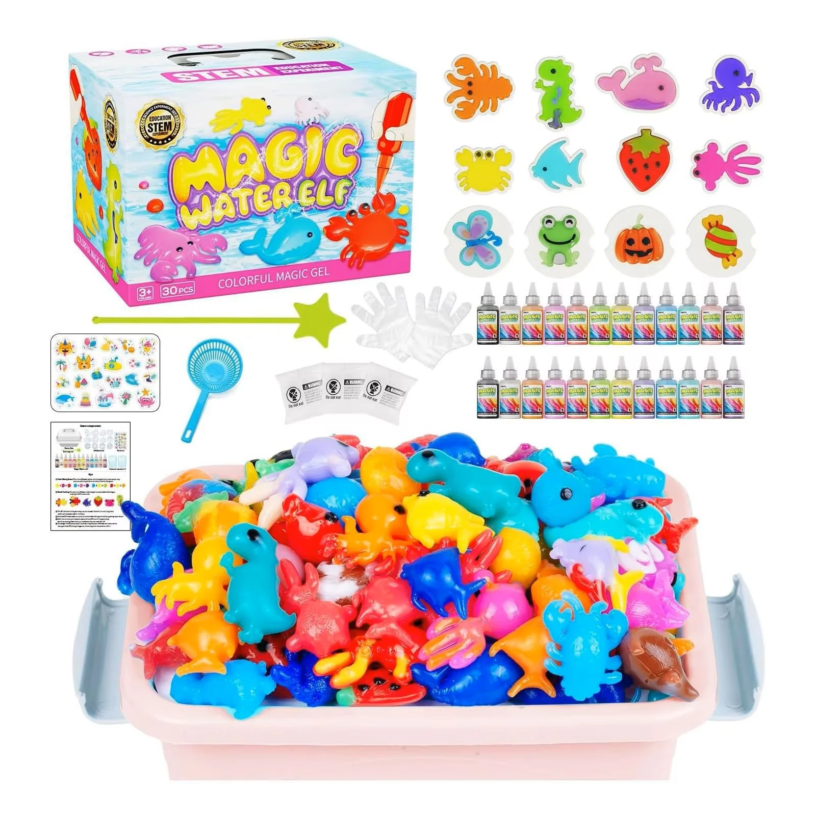 Magic Water Toy Elf Kit β Aqua Water Fairy Gel Set with 12 Magic Gels & 12 Molds | DIY Squishy STEM Toy for Kids - Image 7