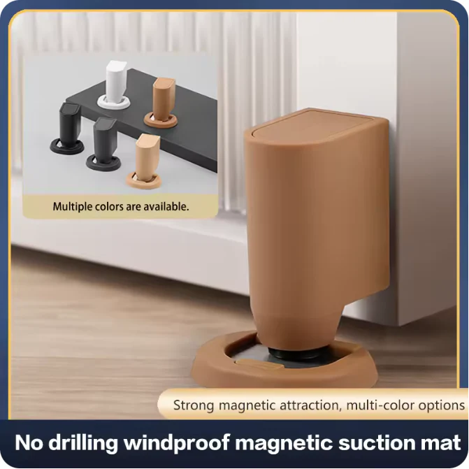 Magnetic Door Stopper with Floor Catch (No-Drill, Windproof, Anti-Collision)
