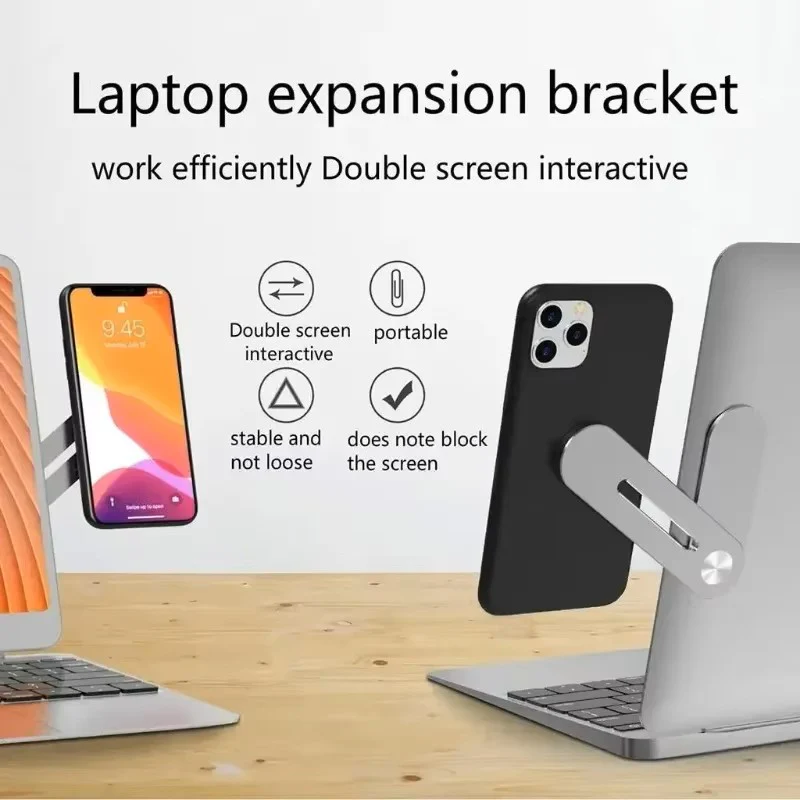 Magnetic Laptop Expansion Bracket – Side Mount Phone Clip for Dual Display