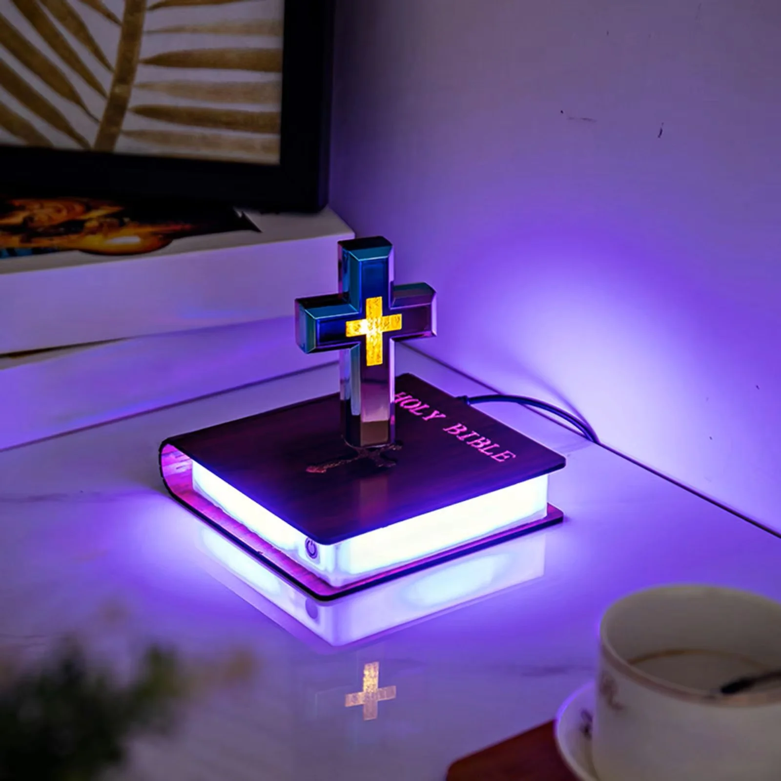 Magnetic Levitating Cross Floating Bible Lamp - Image 4