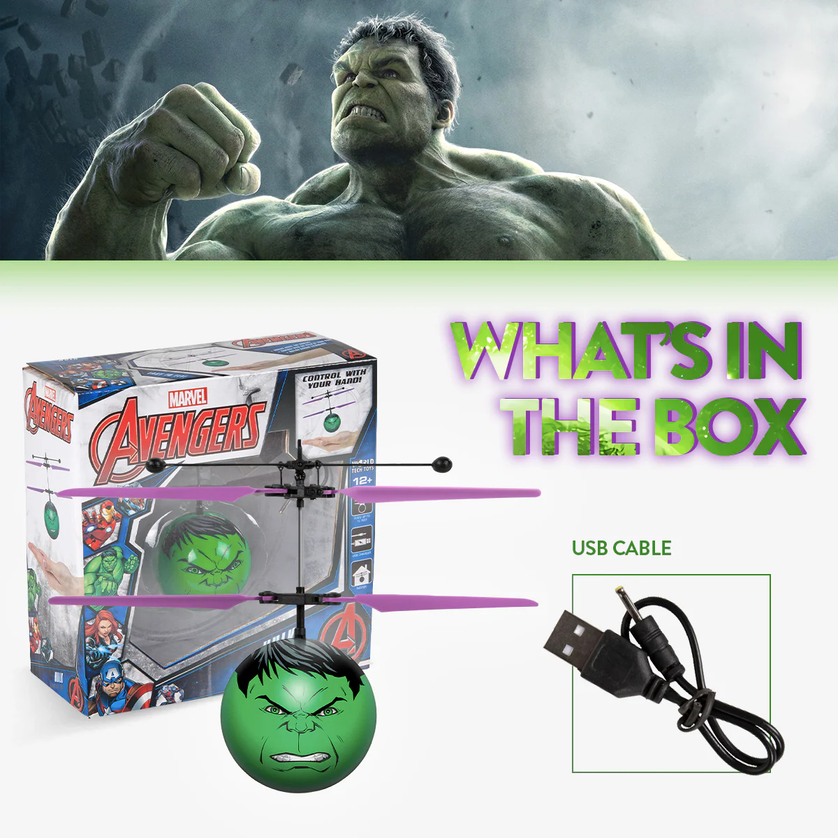 Marvel Avengers Hulk IR UFO Ball Helicopter - Image 3