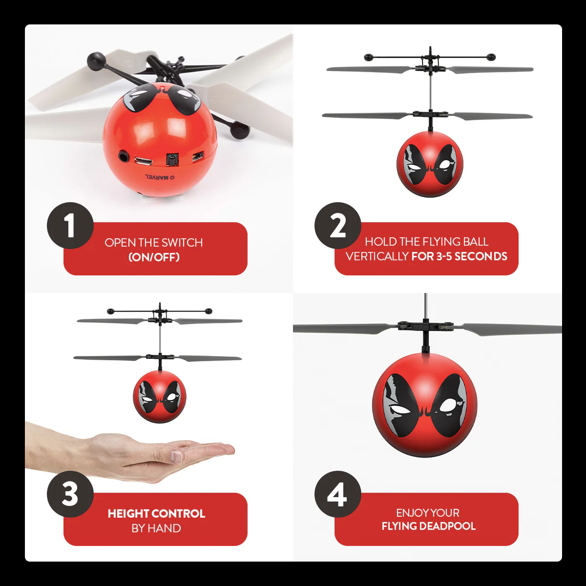 Marvel X-Men Deadpool IR UFO Ball Helicopter - Image 5