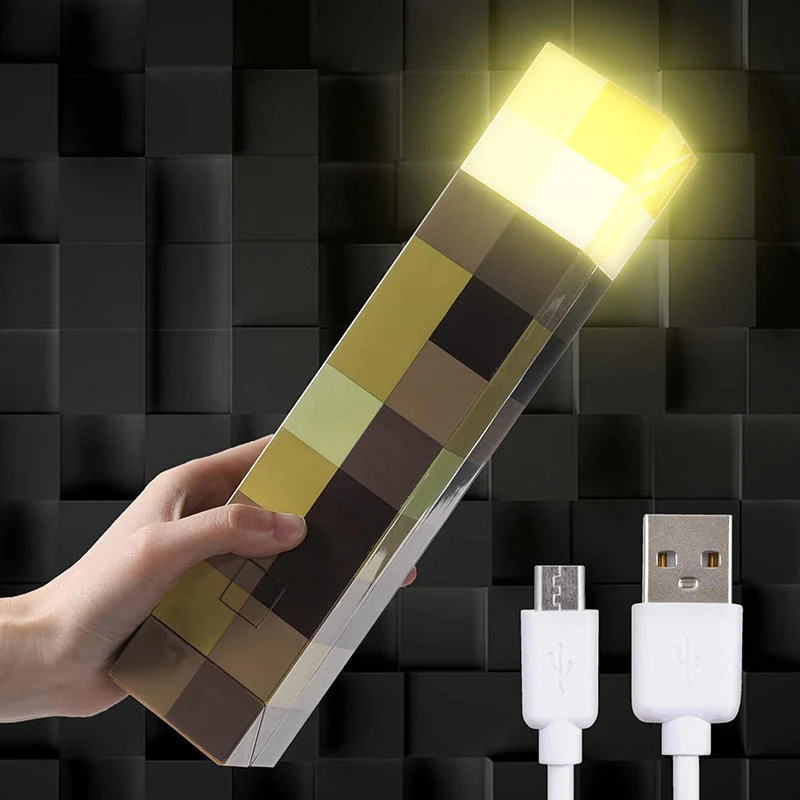 Minecraft-Inspired Color-Changing LED Torch Light – USB Rechargeable Wall-Mounted Night Light - Image 2