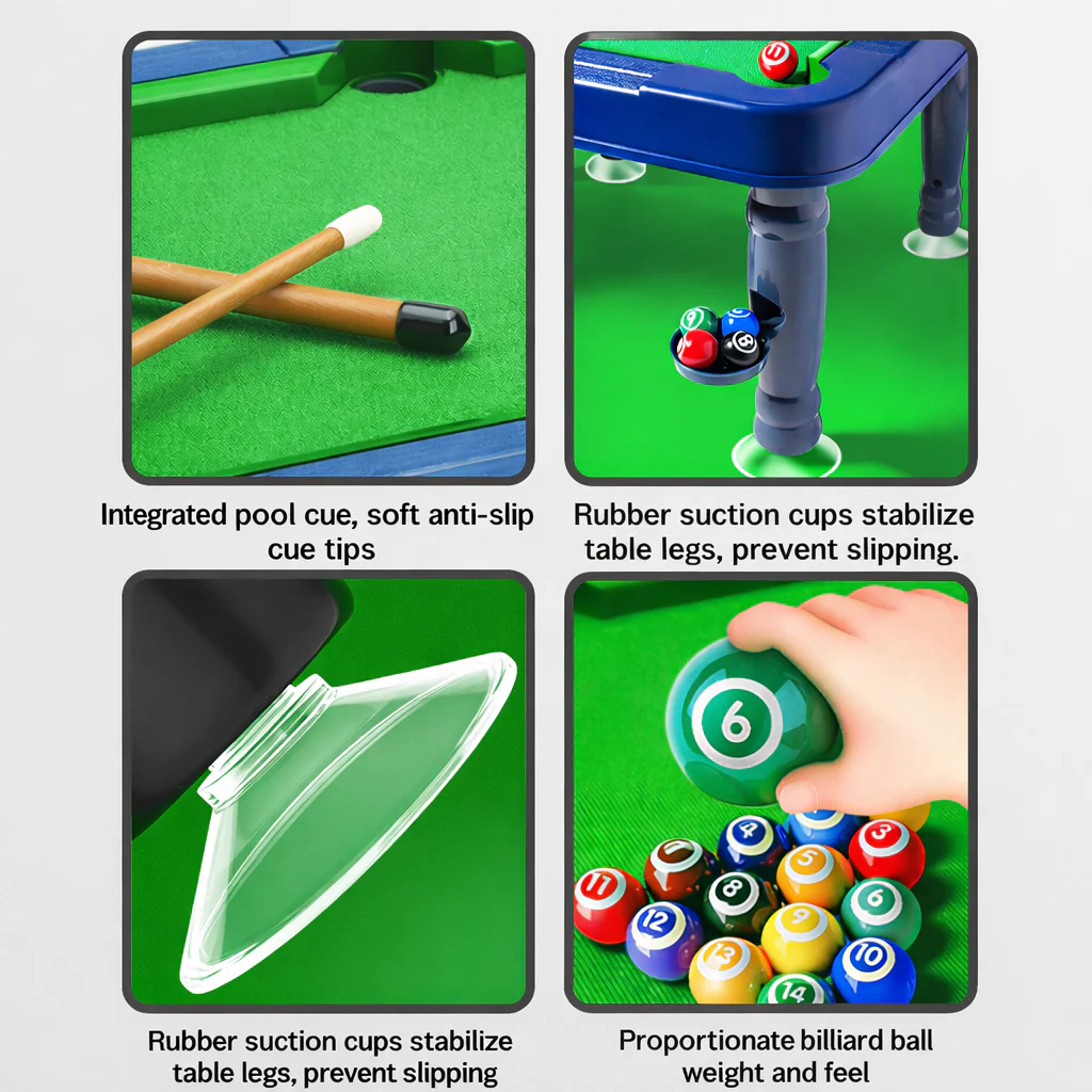 Mini Tabletop Pool Table Set – Portable Kids Billiards & Snooker Game - Image 3