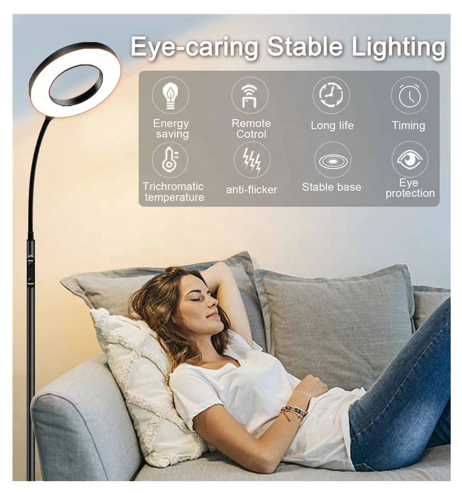 Modern LED Floor Standing Lamp with Remote Control Adjustable Color Temperature - Image 5