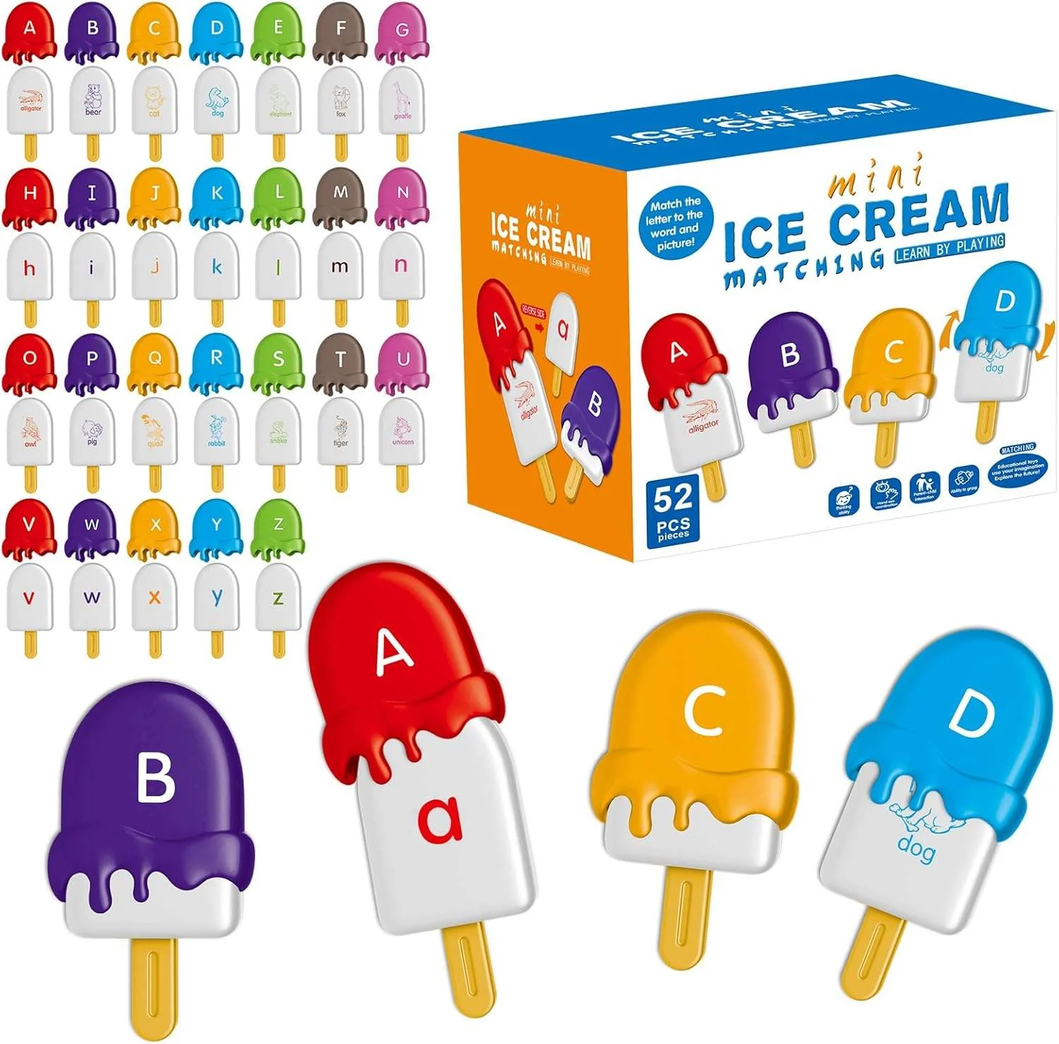 Montessori Alphabet Ice Cream Matching Toy Set