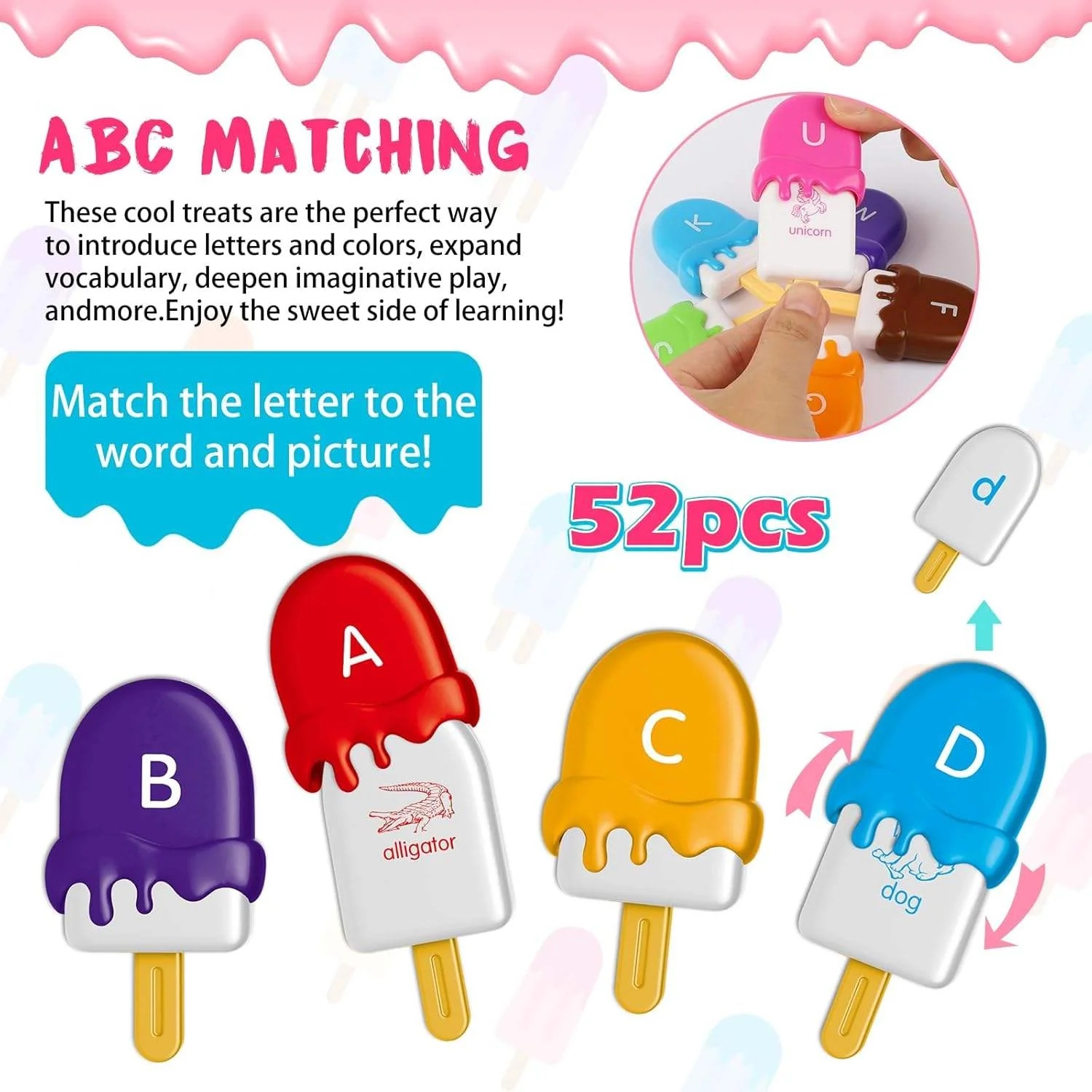 Montessori Alphabet Ice Cream Matching Toy Set - Image 2