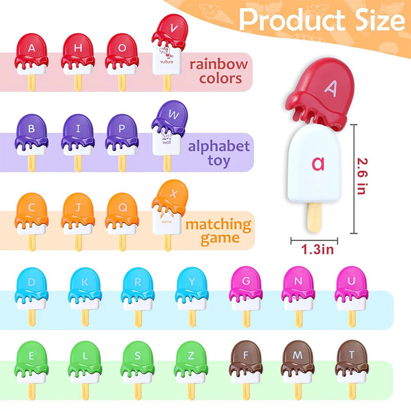 Montessori Alphabet Ice Cream Matching Toy Set - Image 4