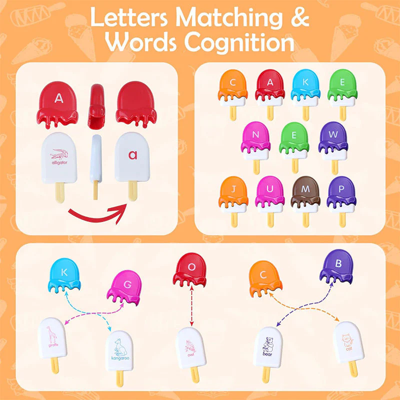 Montessori Alphabet Ice Cream Matching Toy Set - Image 5