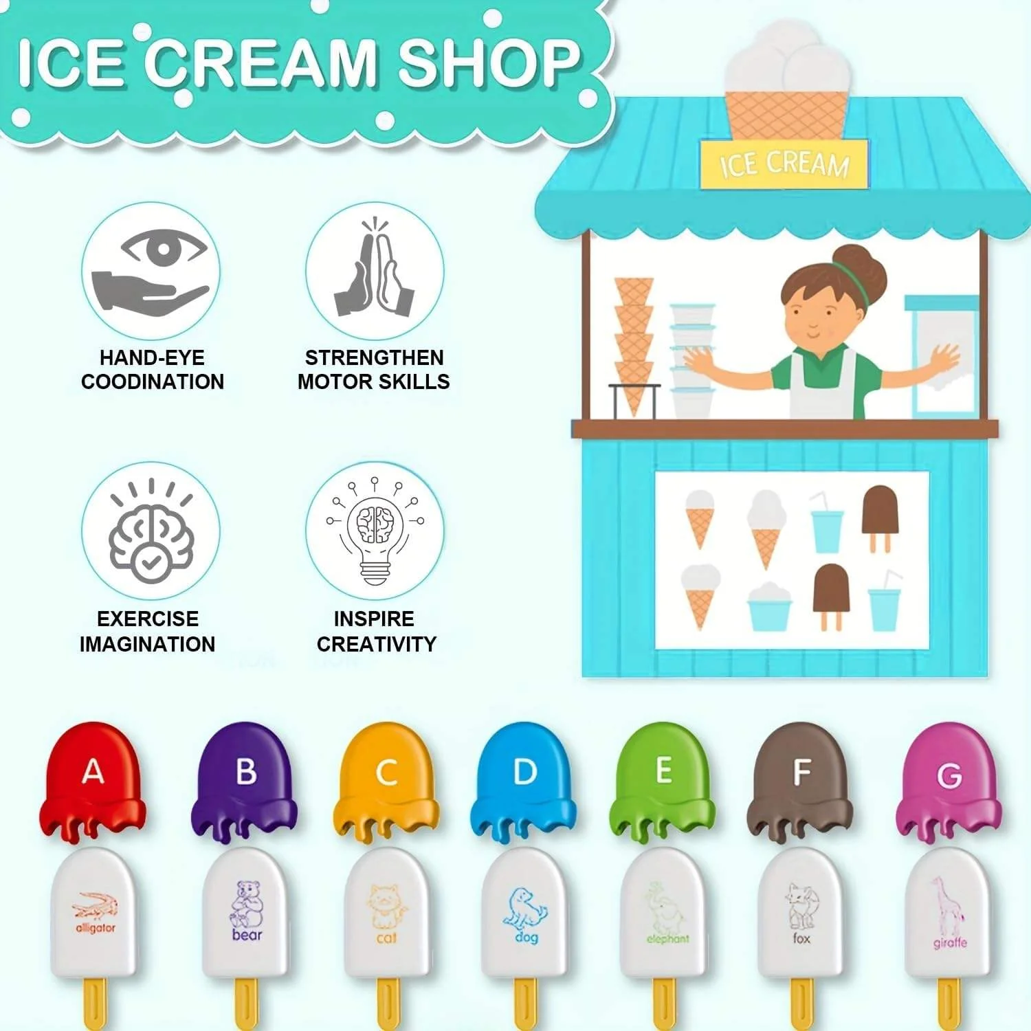 Montessori Alphabet Ice Cream Matching Toy Set - Image 6