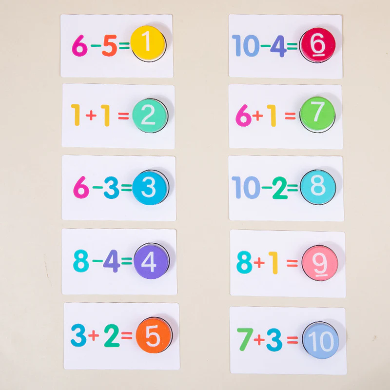 Montessori Number Crunching Math Toy Set - Wooden Bead & Card Arithmetic Game - Image 3