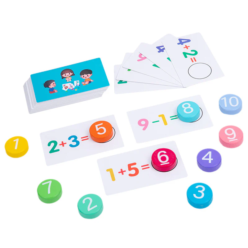 Montessori Number Crunching Math Toy Set - Wooden Bead & Card Arithmetic Game - Image 5