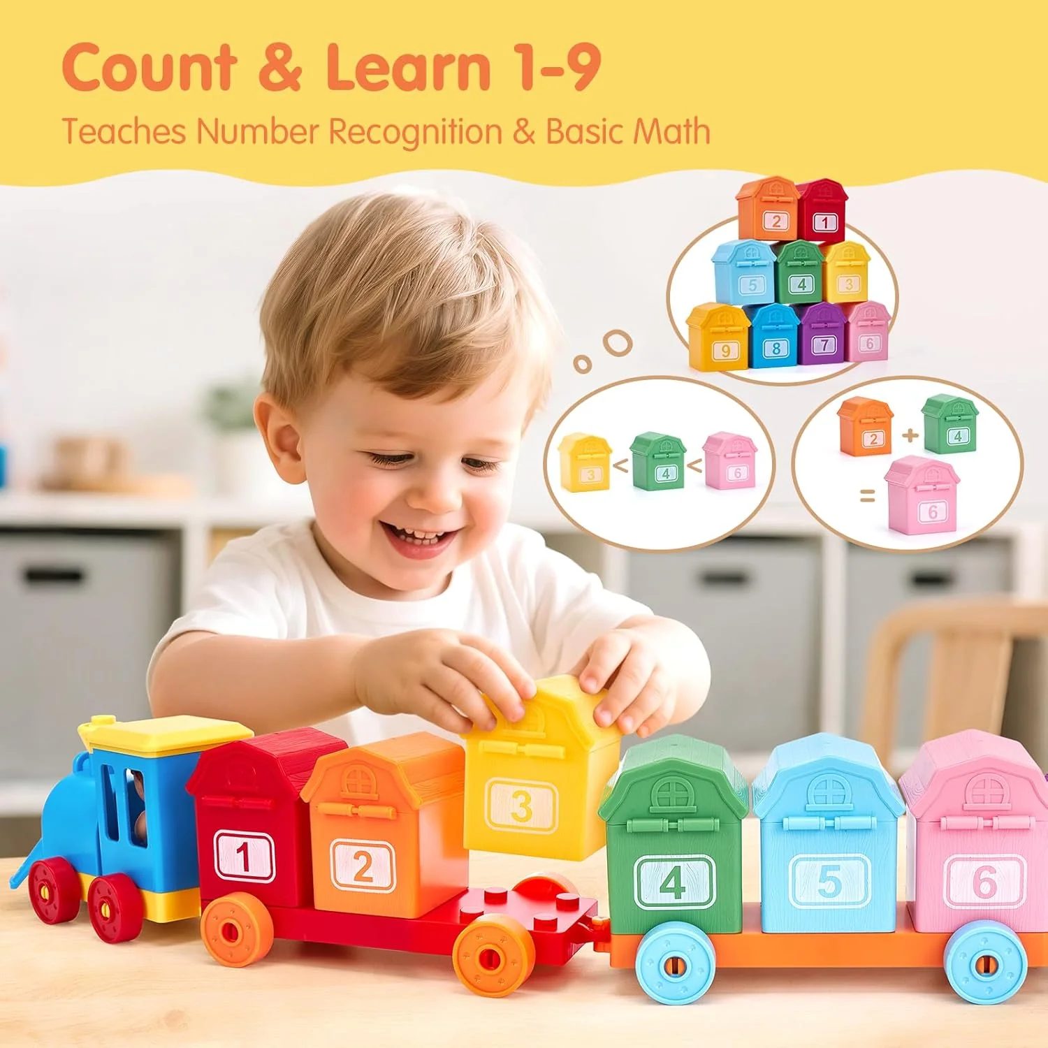 Montessori Toddler Train Set β Counting, Matching & Sorting Activity Toy with Farm Animals - Image 2