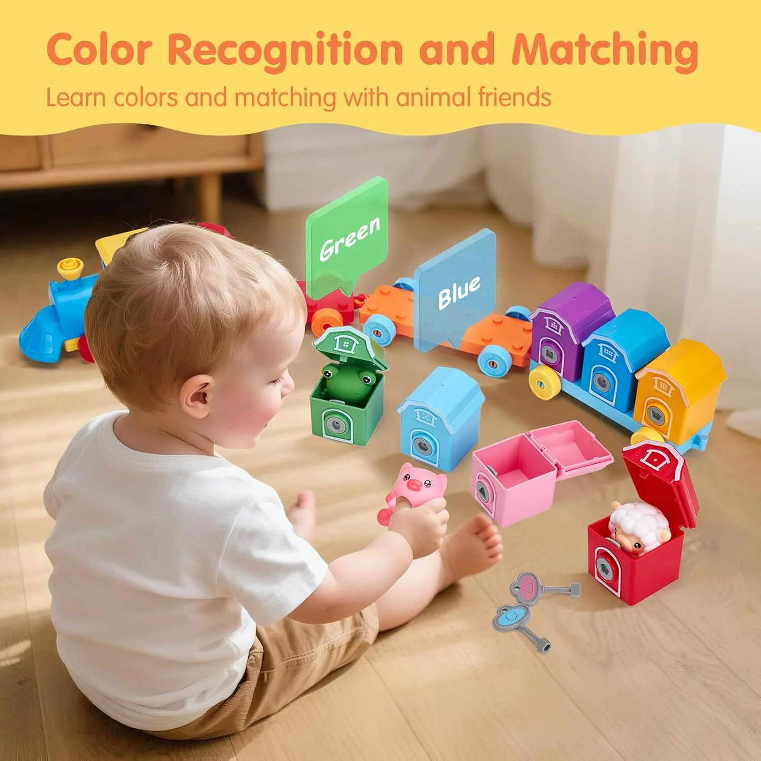 Montessori Toddler Train Set β Counting, Matching & Sorting Activity Toy with Farm Animals - Image 4
