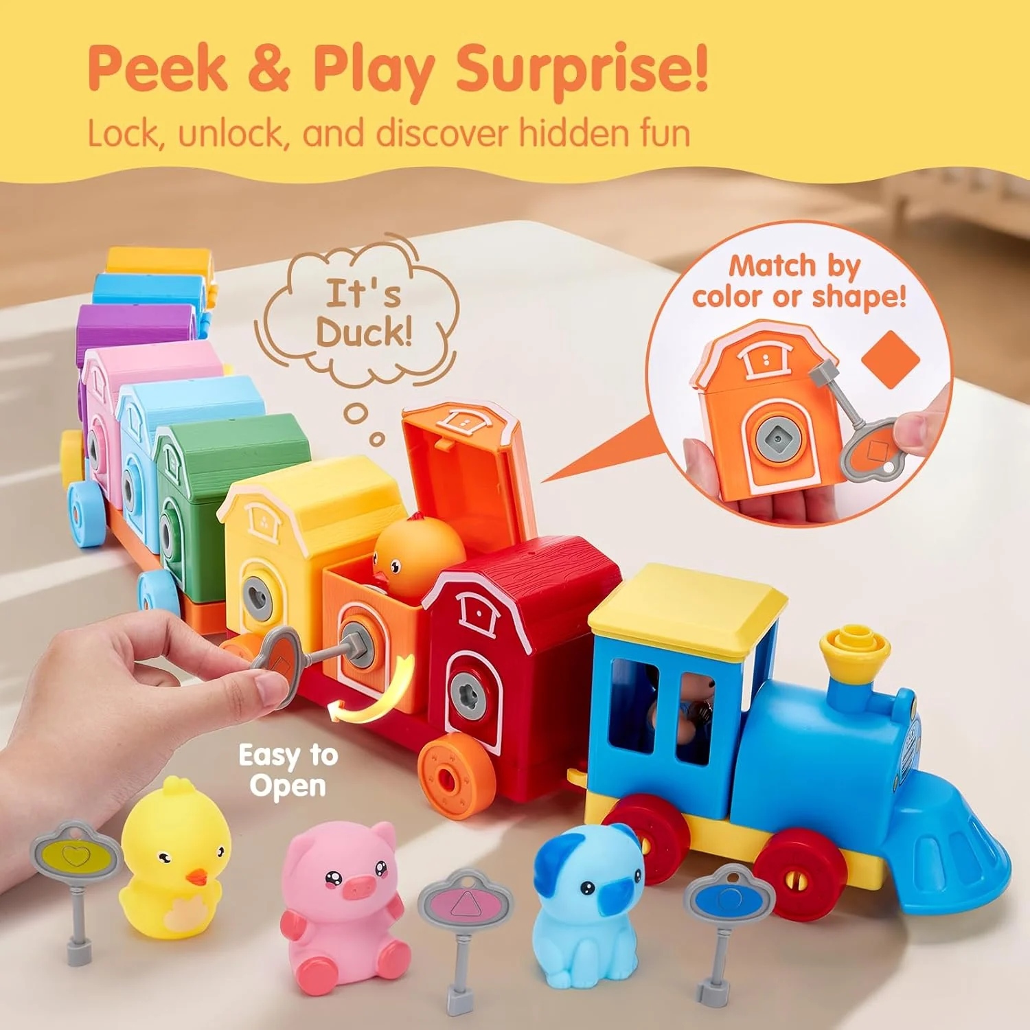 Montessori Toddler Train Set β Counting, Matching & Sorting Activity Toy with Farm Animals - Image 6