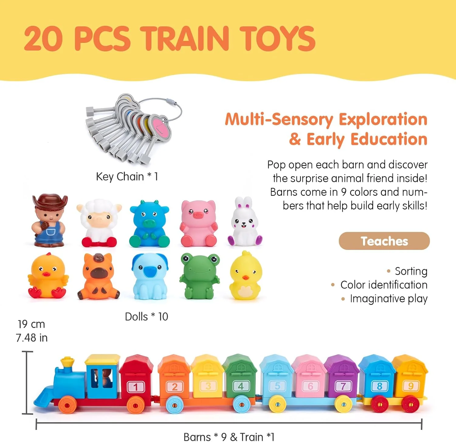 Montessori Toddler Train Set β Counting, Matching & Sorting Activity Toy with Farm Animals - Image 7