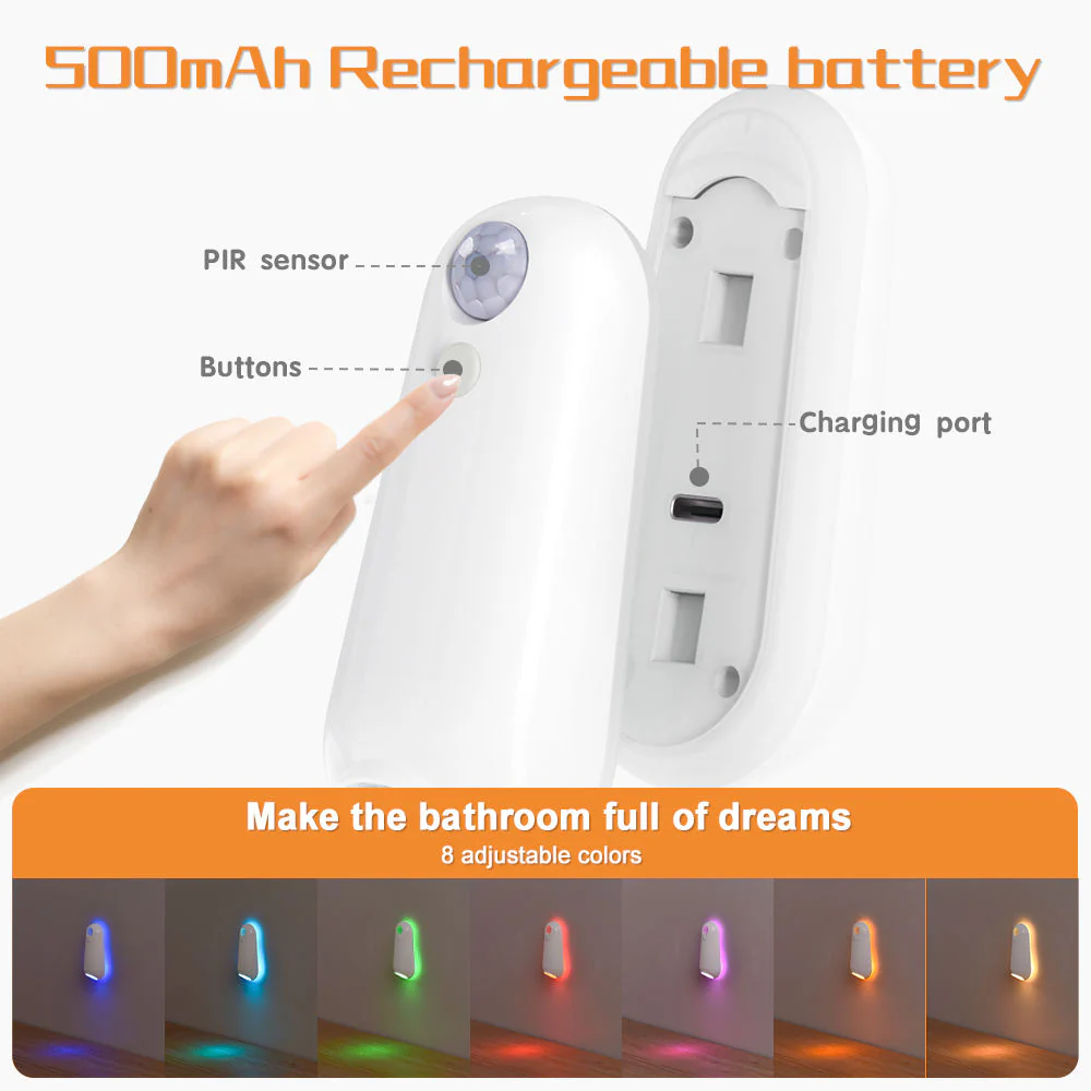 Motion Sensor Toilet Night Light (Rechargeable LED) - Image 3