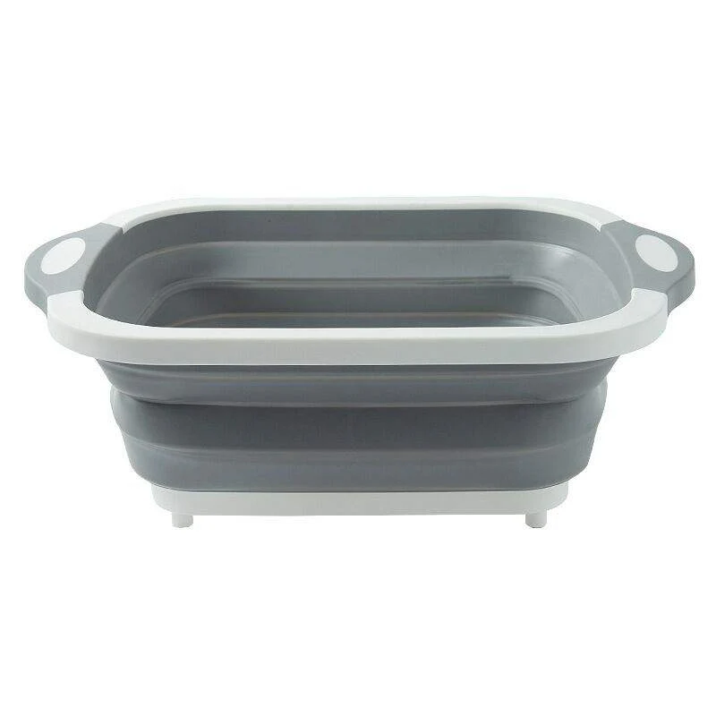 Multi-Function Silicone Cutting Board Wash Basin with Built-In Colander – Portable Dish Tub for Travel & Outdoor Use