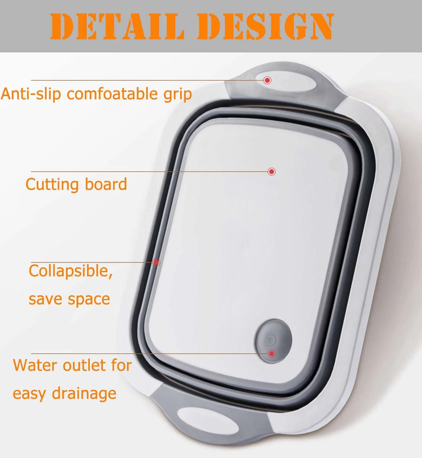 Multi-Function Silicone Cutting Board Wash Basin with Built-In Colander – Portable Dish Tub for Travel & Outdoor Use - Image 6