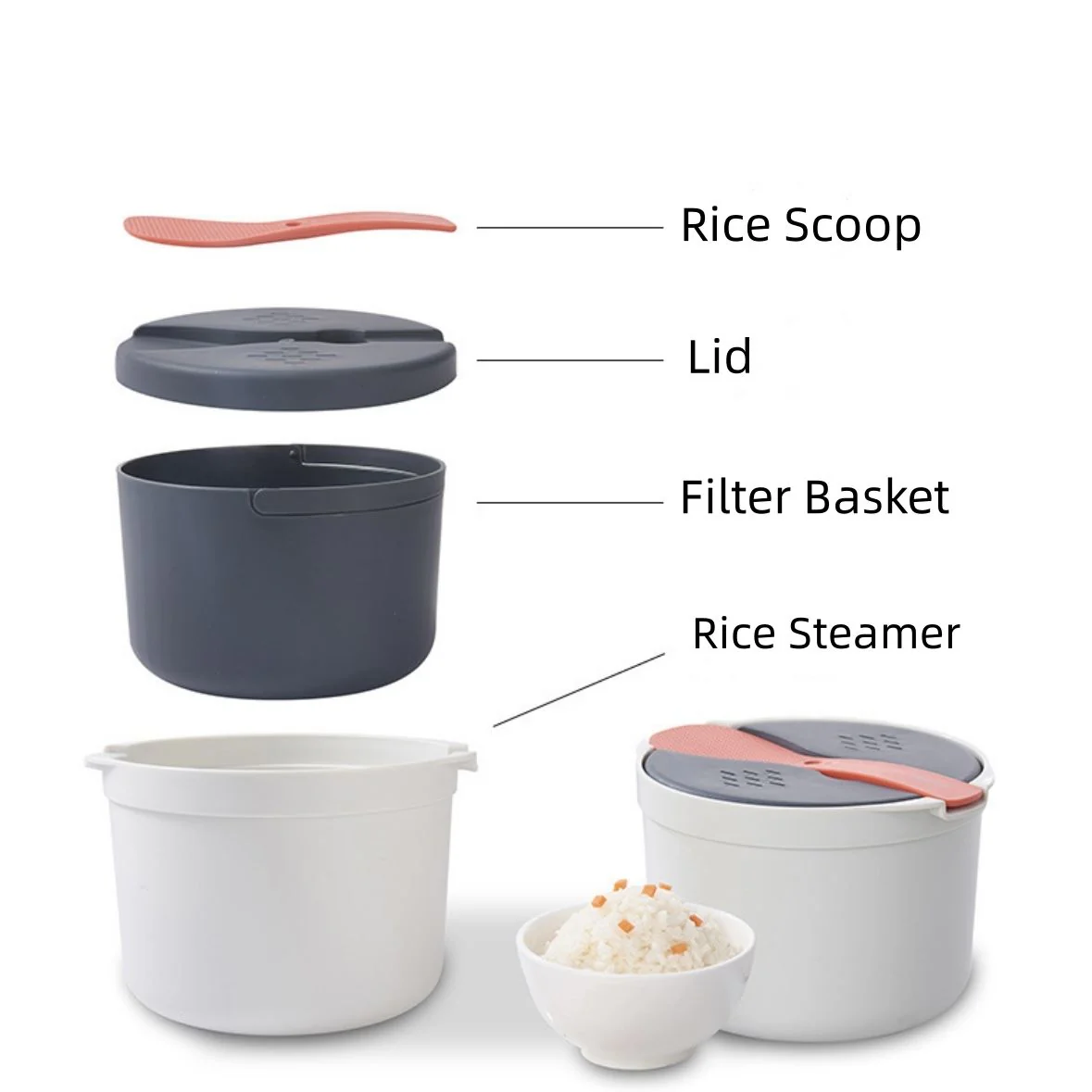 Multi-Functional Microwave Steamer – PP Plastic with Lid and Tray - Image 5