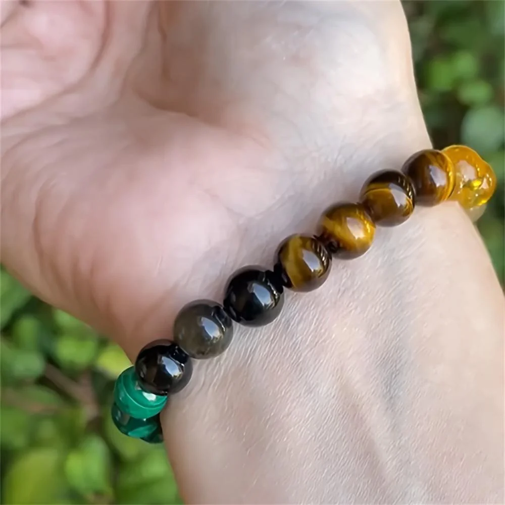 Natural Crystal Healing Bead Bracelet – Handcrafted Lucky Charm Cord - Image 2