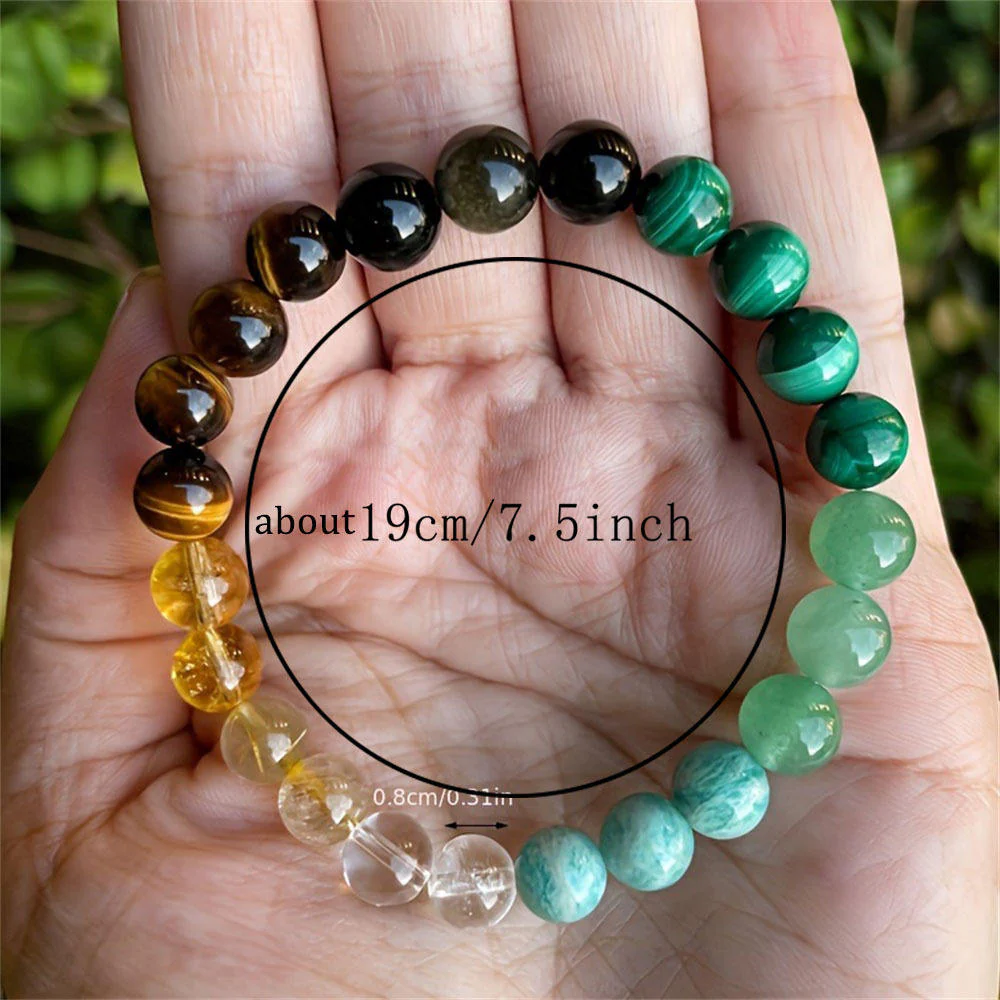 Natural Crystal Healing Bead Bracelet – Handcrafted Lucky Charm Cord - Image 3