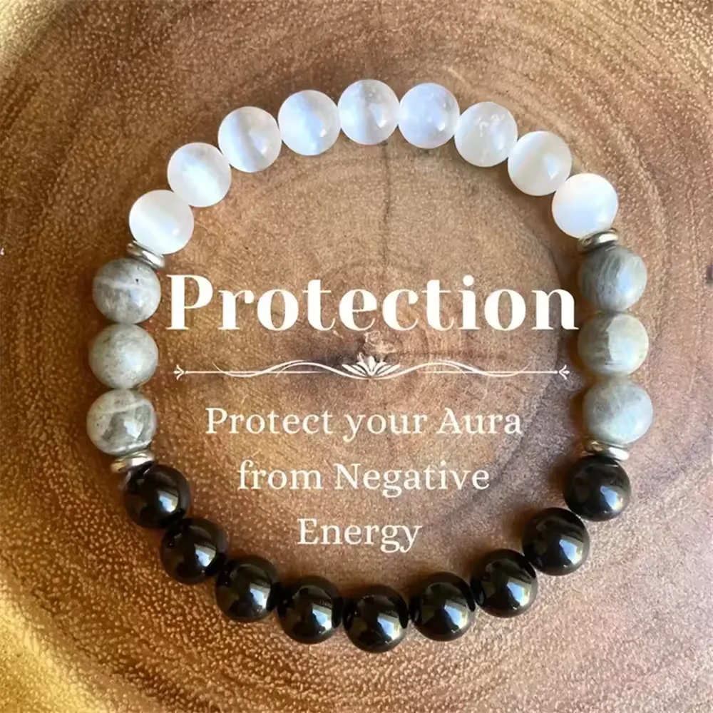 Natural Crystal Healing Bead Bracelet – Handcrafted Lucky Charm Cord - Image 8