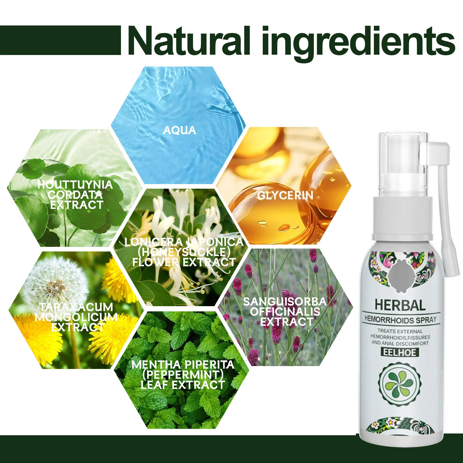 Natural Herbal Hemorrhoids Relief Spray Soothing Anal Care Body Spray for Pain & Swelling - Image 4