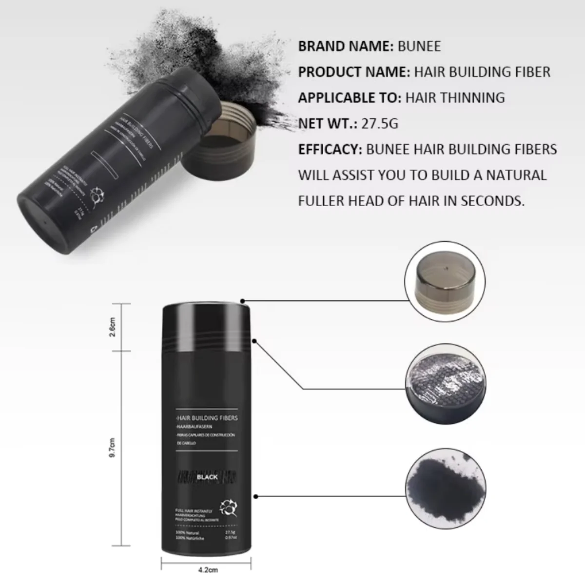 Natural Keratin Fiber for Thinning Hair - Image 3