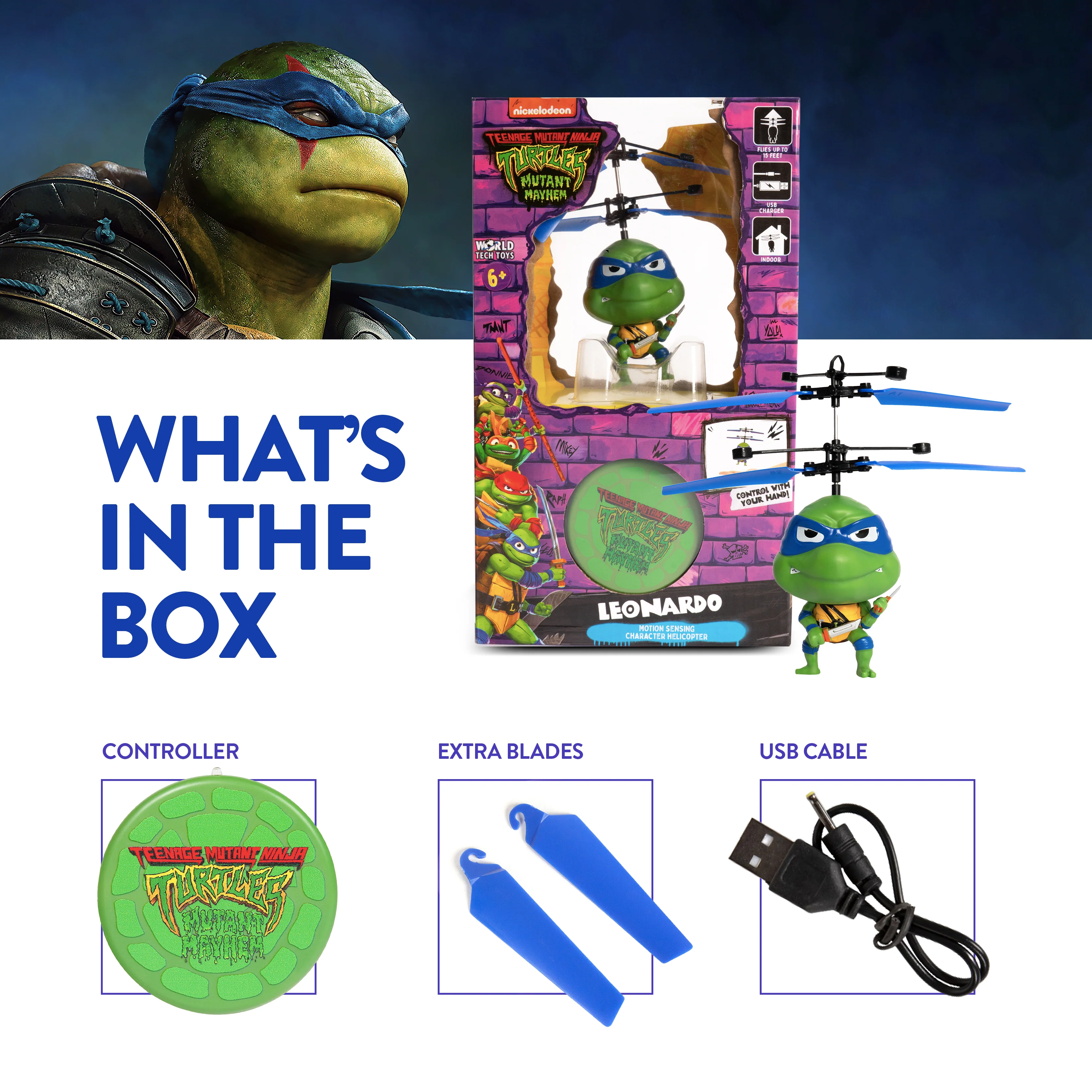 Nickelodeon TMNT 3.5" Big Head Motion Sensing UFO Helicopter Series - Image 2