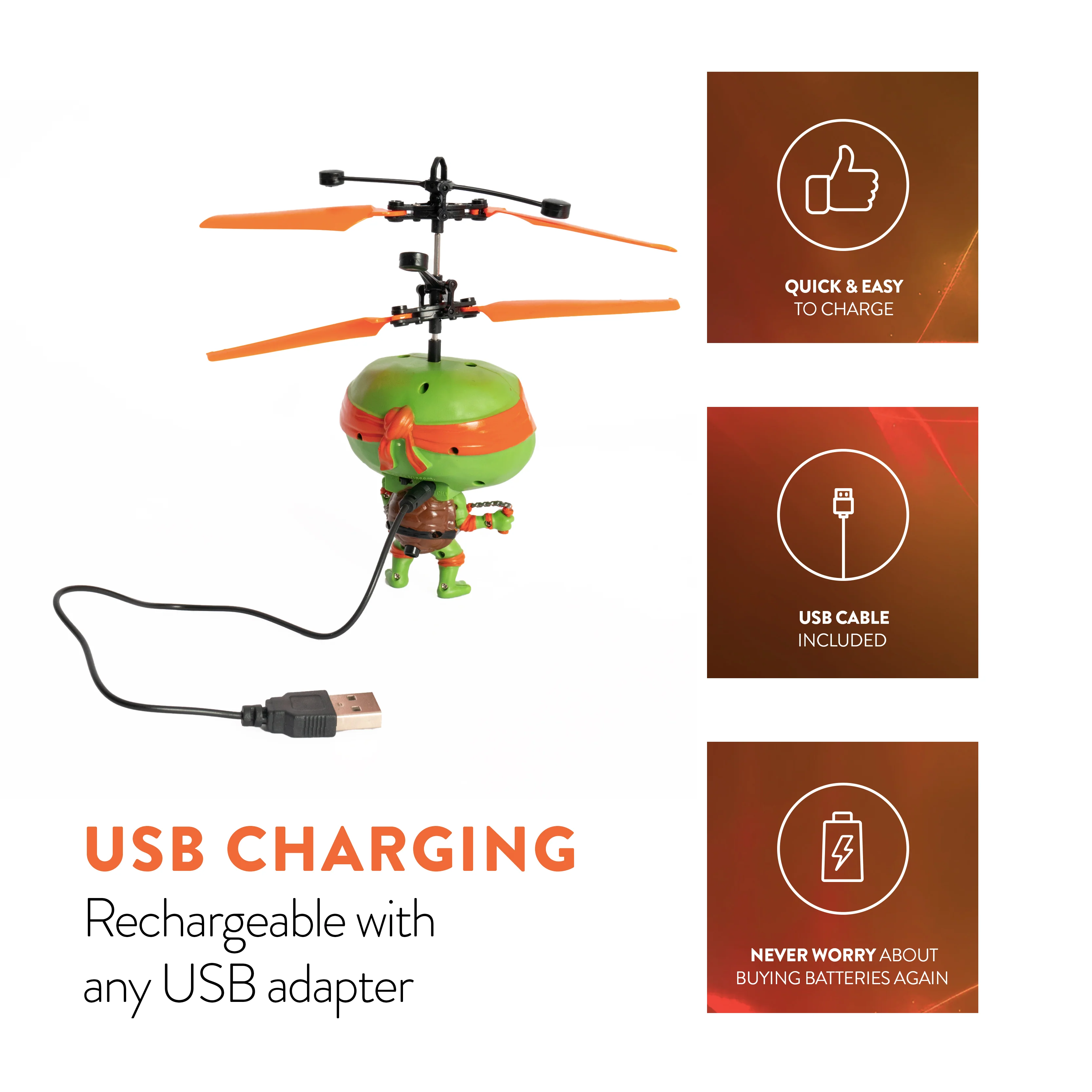Nickelodeon TMNT 3.5" Big Head Motion Sensing UFO Helicopter Series - Image 3