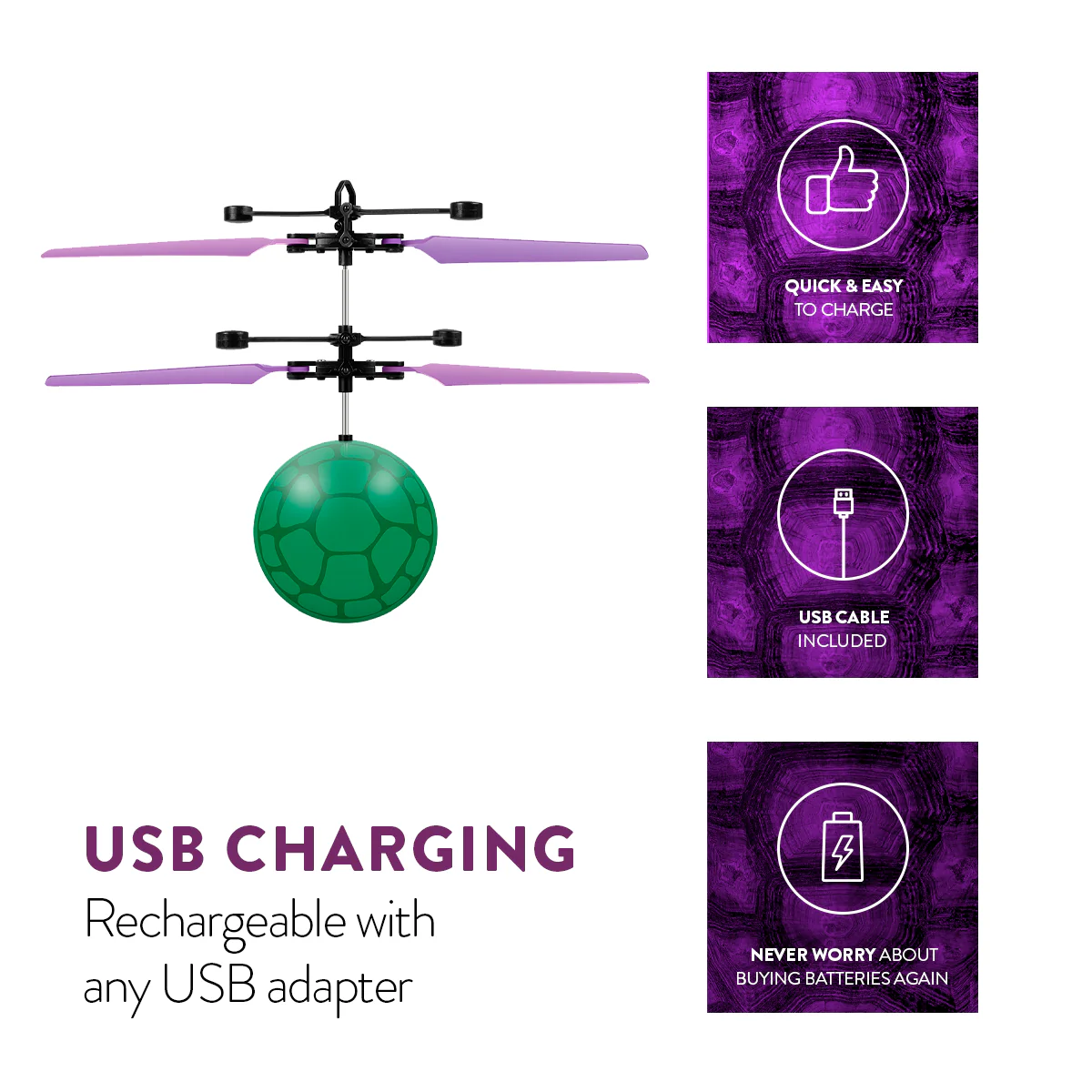 Nickelodeon TMNT Donatello IR UFO Ball Helicopter - Image 4
