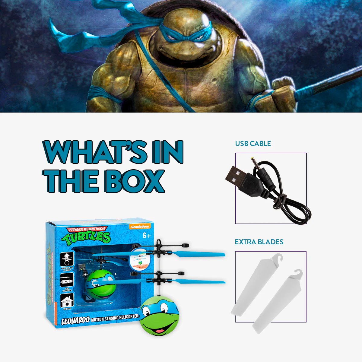 Nickelodeon TMNT Leonardo IR UFO Ball Helicopter - Image 3