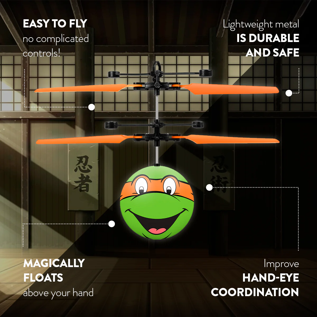 Nickelodeon TMNT Michelangelo IR UFO Ball Helicopter - Image 2