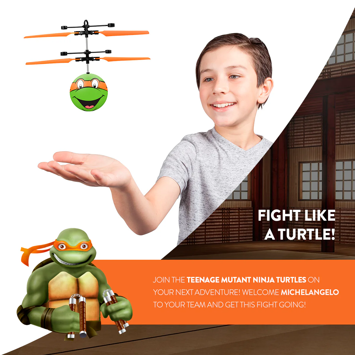 Nickelodeon TMNT Michelangelo IR UFO Ball Helicopter - Image 4