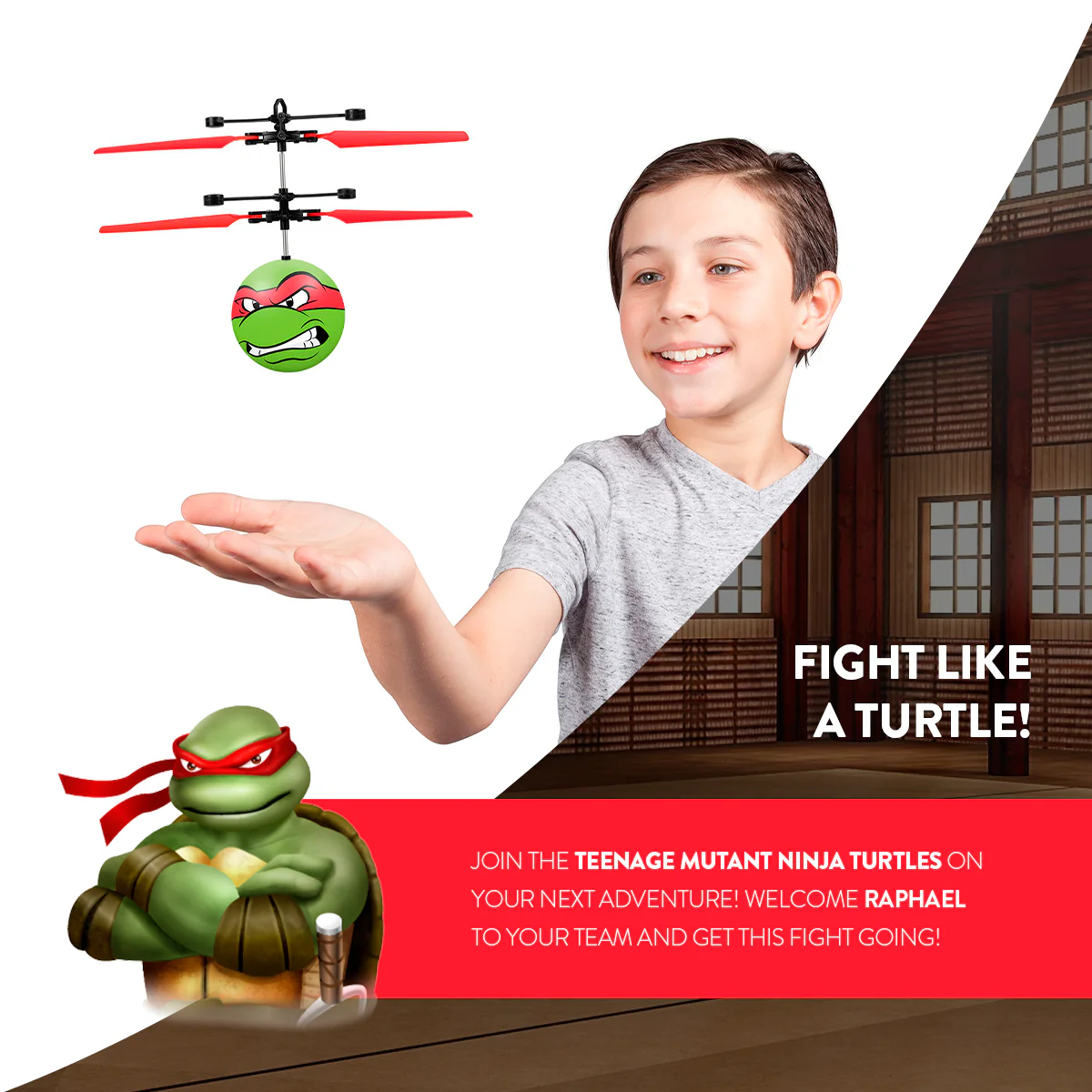 Nickelodeon TMNT Raphael Flying Figure IR UFO Ball Helicopter - Image 4