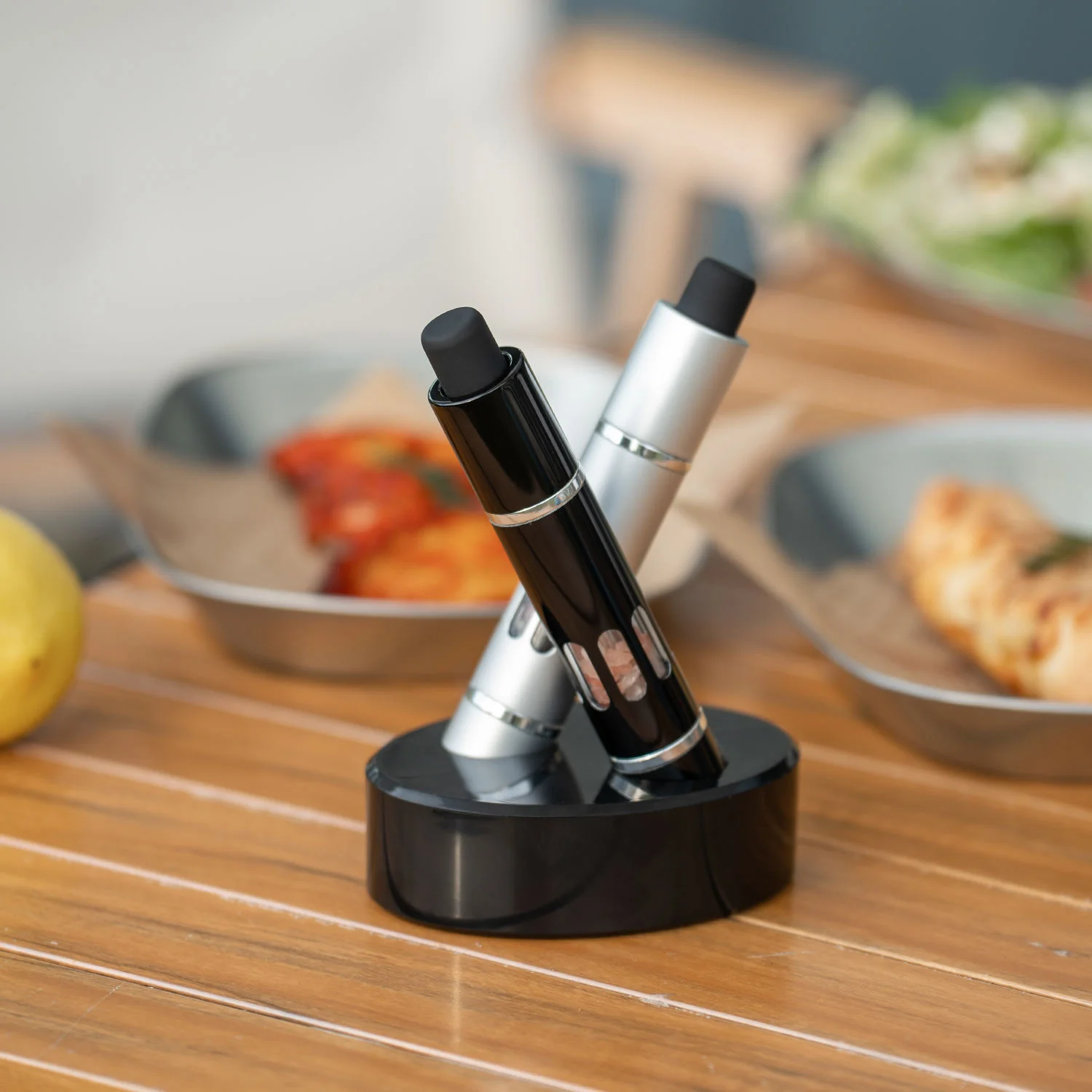 One-Handed Stainless Steel Thumb Press Spice Grinder Set - Image 3