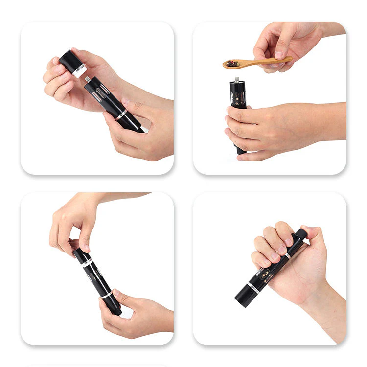 One-Handed Stainless Steel Thumb Press Spice Grinder Set - Image 6