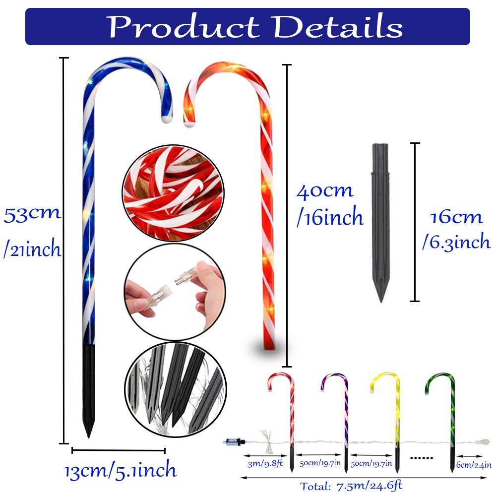Outdoor Candy Cane Pathway Lights – LED Christmas Yard Decorations - Image 10