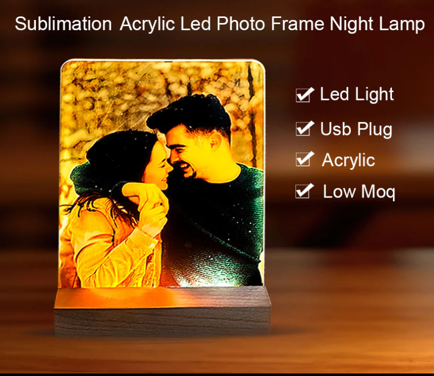 Personalized Photo Night Light - Custom LED Acrylic Desk Lamp