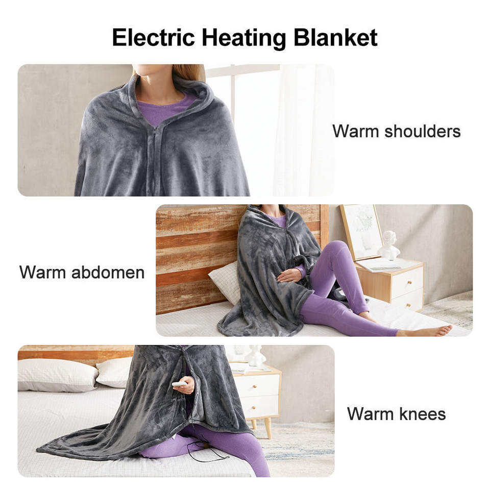 Portable 8-Zone Electric Heated Blanket Wrap – USB Powered Infrared Thermal Cape - Image 4