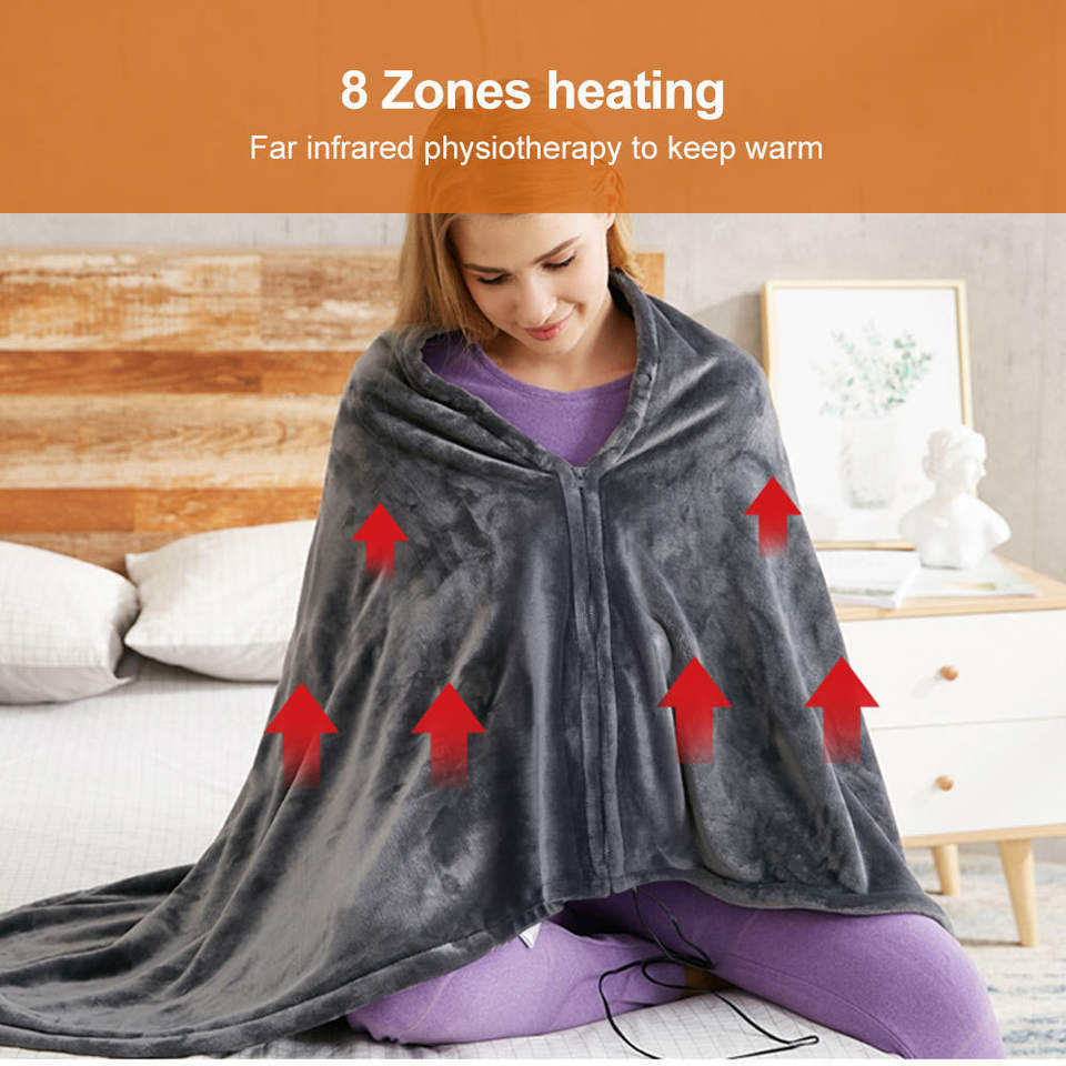Portable 8-Zone Electric Heated Blanket Wrap – USB Powered Infrared Thermal Cape - Image 5