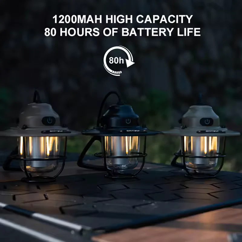 Portable Camping Lantern - Waterproof, Dimmable with Rechargeable 1200mAh Battery - Image 2
