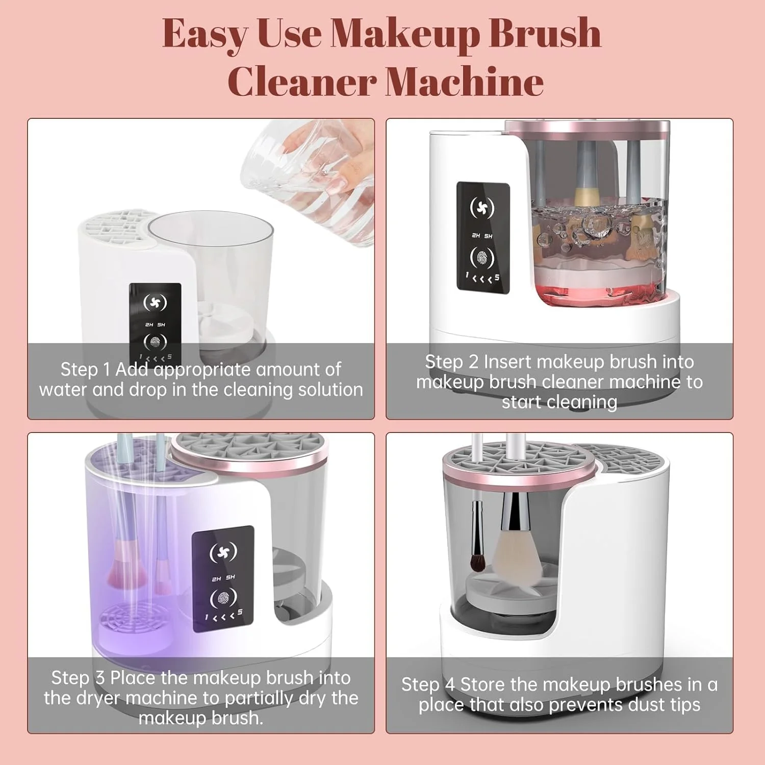 Portable Electric Makeup Brush Cleaner – Automatic Spinning Cosmetic Brush Cleaning Tool for All Brush Sizes - Image 5
