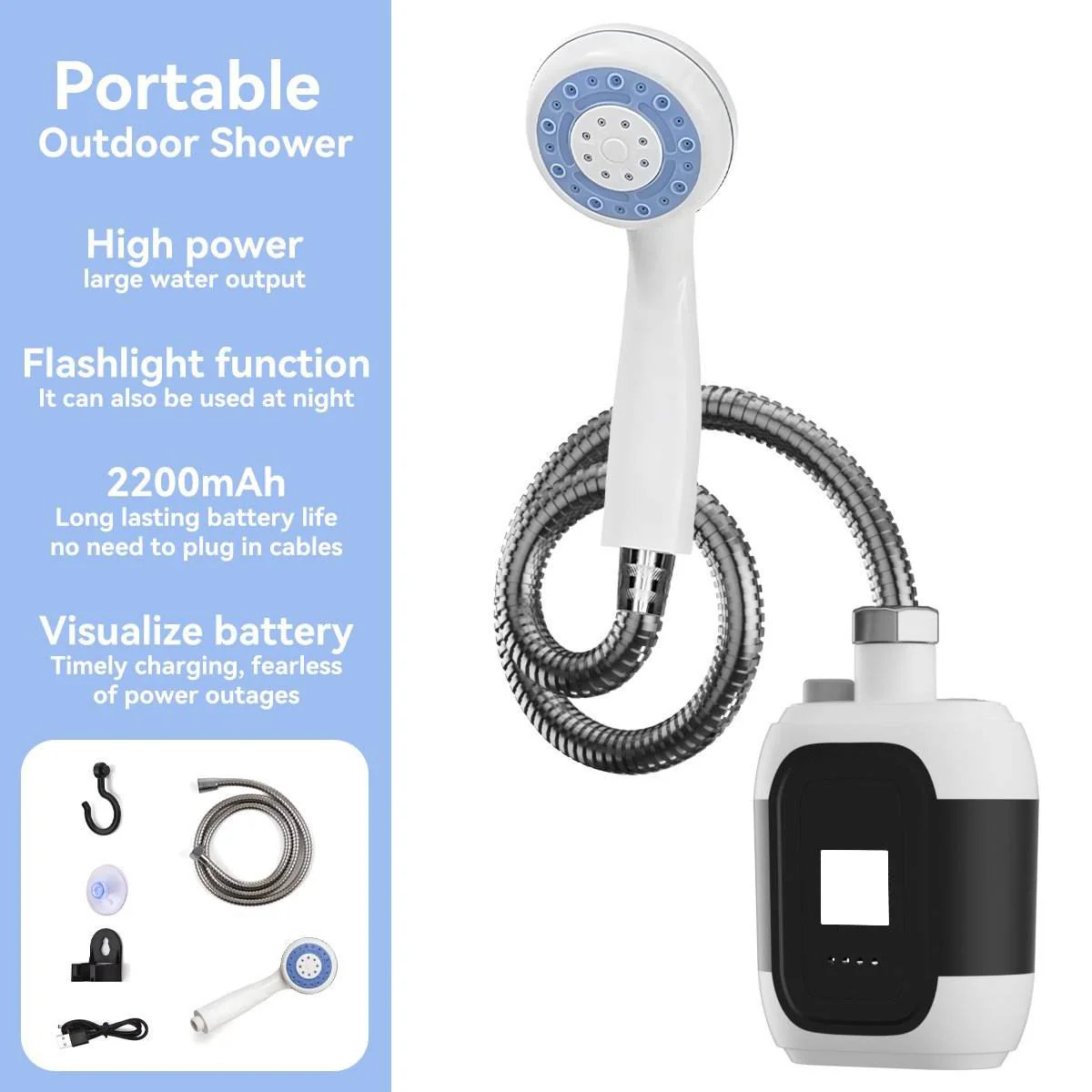 Portable Rechargeable Electric Camping Shower - Image 2