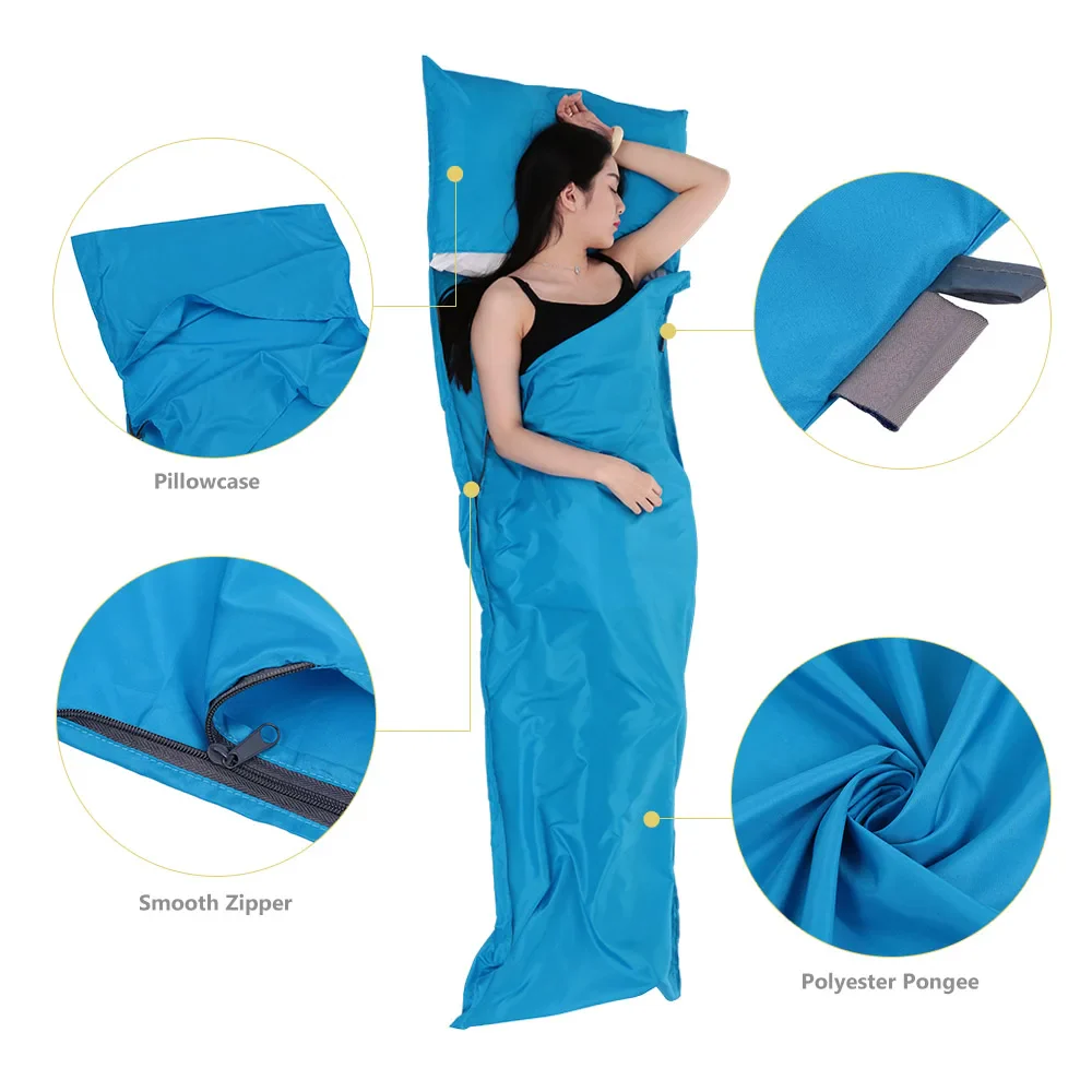 Portable Sleeping Bag Liner with Pillowcase for Travel & Camping - Image 3