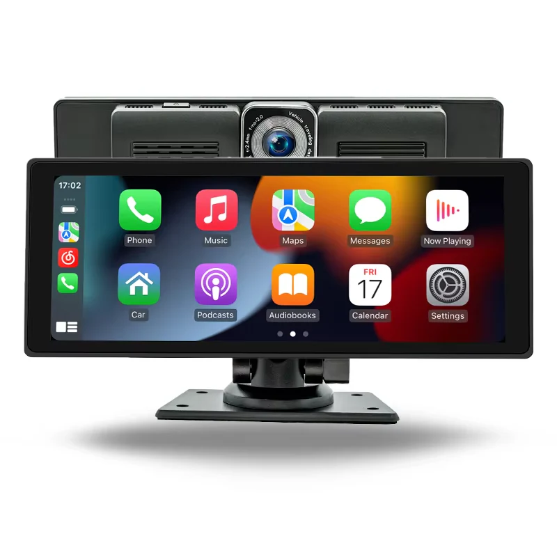 Portable Wireless CarPlay & Android Auto Display Car Radio with Built-in DVR