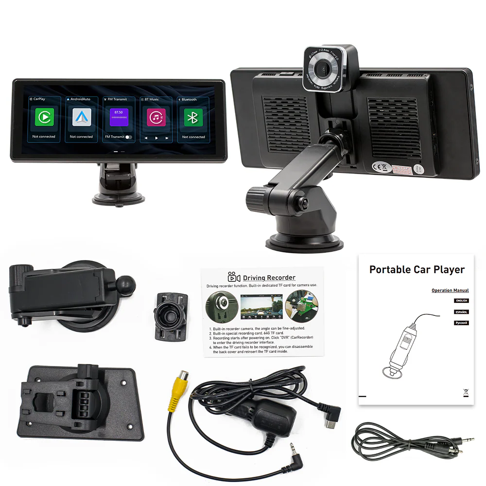 Portable Wireless CarPlay & Android Auto Display Car Radio with Built-in DVR - Image 2